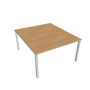Pracovný stôl Uni, zdvojený, 140x75,5x160 cm, dub/sivá