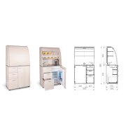 Kuchynka s drezom, batériou a chladničkou pravá, 100x189,1x60 cm, biela/biela