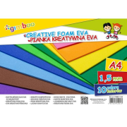 Kreatívna pena GIMBOO Eva, A4, vo fólii, 10 farieb, 1,5  mm