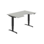 Pracovný stôl Motion Ergo, PO, 3S, 140x61-128x90 cm, sivá/čierna