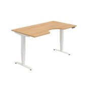 Pracovný stôl Motion Ergo, PO, 3S, 160x61-128x90 cm, dub/biela
