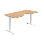 Pracovný stôl Motion Ergo, ZO, 3S, 180x61-128x90 cm, dub/biela