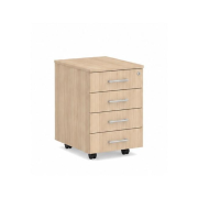 Mobilný kontajner BASIC, 4-zásuvkový so zámkom, 41x67x50cm,agát svetlý
